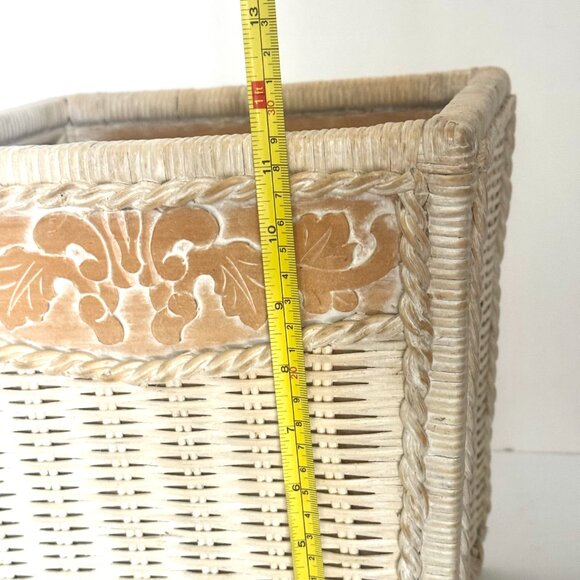 Pier 1 Rattan Waste Basket 11.5" White Wash Jamaica Collection Wicker Trash Can - Picture 14 of 16